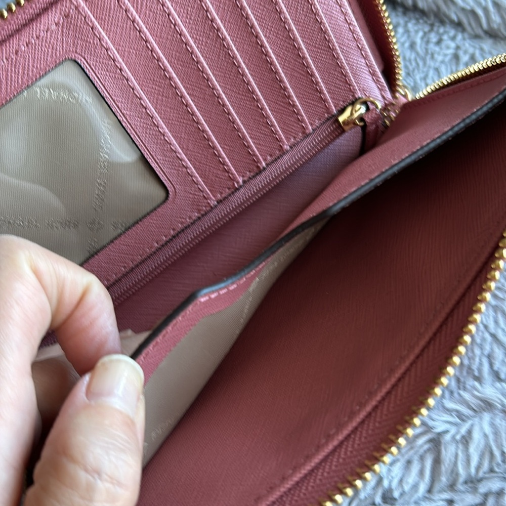 Michael Kors Pink Saffiano Zip-Around Wristlet Wallet - Picture 10 of 11